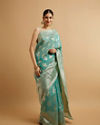 Mohey Women Light Blue Art Silk with Intricate Zari Weave Saree