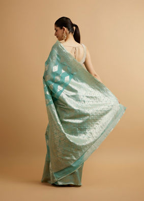 alt message - Mohey Women Light Blue Art Silk with Intricate Zari-Weave Saree image number 4