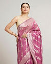 Mohey Women Damson Purple Striped Patterned Saree with Paisley Motifs image number 1