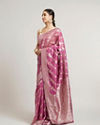 Mohey Women Damson Purple Striped Patterned Saree with Paisley Motifs image number 2