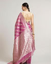 Mohey Women Damson Purple Striped Patterned Saree with Paisley Motifs image number 4