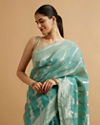 Mohey Women Elegant Light Blue Silk with Zari Weave Traditional Saree image number 1