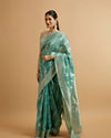 Mohey Women Elegant Light Blue Silk with Zari Weave Traditional Saree