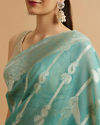 Mohey Women Elegant Light Blue Silk with Zari Weave Traditional Saree