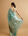 Mohey Women Elegant Light Blue Silk with Zari Weave Traditional Saree image number 4