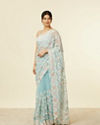 Mohey Women Light Blue Belt Buti Patterned Saree