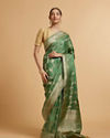 alt message - Mohey Women Pista Green Paisley & Bel Buti Patterned Saree image number 0