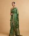 Mohey Women Pista Green Paisley & Bel Buti Patterned Saree