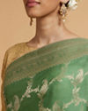 Mohey Women Pista Green Paisley & Bel Buti Patterned Saree