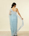 Mohey Women Light Blue Sequinned Saree with Rhinestone Border