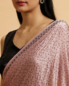 Mohey Women Pink Splendor Satin with Intricate Embroidery and Stone Work Saree