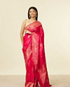 Rani Pink Tree of Life Pattern Saree with Paisley Patterned Border
