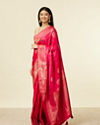 Mohey Women Rani Pink Tree of Life Pattern Saree with Paisley Patterned Border