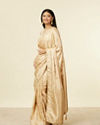 Mohey Women Cream Beige Bel Buti Patterned Saree with Floral Pattern