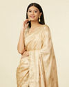 Mohey Women Cream Beige Bel Buti Patterned Saree with Floral Pattern