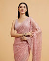Mohey Women Blush Pink Bel Buti Embroidered Saree with Stone Embellishment