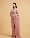 Mohey Women Blush Pink Bel Buti Embroidered Saree with Stone Embellishment