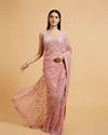 alt message - Mohey Women Blush Pink Bel Buti Embroidered Saree with Stone Embellishment image number 0