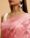 alt message - Mohey Women Pink Floral Jaal Patterned Saree image number 3