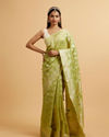 alt message - Mohey Women Light Green Floral Jaal Patterned Saree image number 0