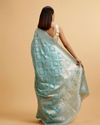 alt message - Mohey Women Light Blue Floral Jaal Patterned Saree image number 4