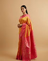 alt message - Mohey Women Yellow Floral Buta Patterned with Jaal Pattern Saree image number 2