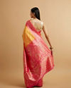 alt message - Mohey Women Yellow Floral Buta Patterned with Jaal Pattern Saree image number 4