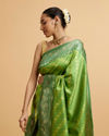 alt message - Mohey Women Green Floral Buta Patterned with Jaal Pattern Saree image number 1