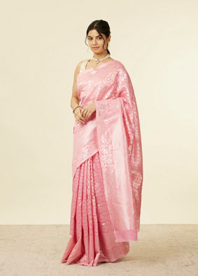alt message - Mohey Women Light Pink Bel Buti Patterned Saree image number 3