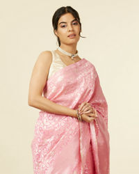 Mohey Women Light Pink Bel Buti Patterned Saree