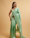 alt message - Mohey Women Sea Green Bel Buti Patterned Saree image number 0