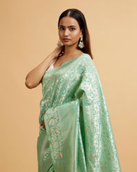 Mohey Women Sea Green Bel Buti Patterned Saree