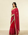 Mohey Women Royal Red Self Striped Saree with Gota Patti Border