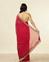 Mohey Women Royal Red Self Striped Saree with Gota Patti Border
