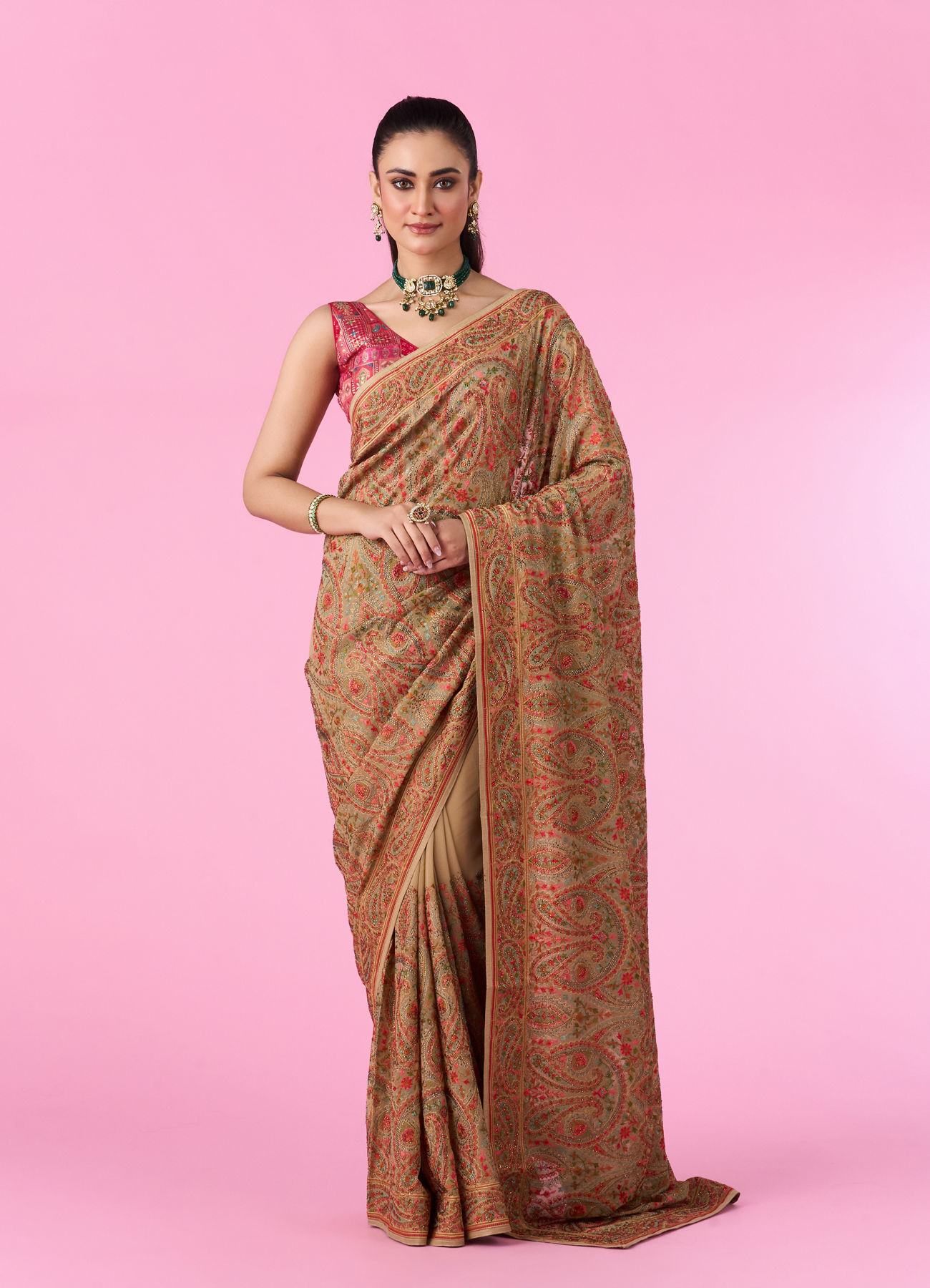 Mohey Women Breezy Beige Elegance Saree