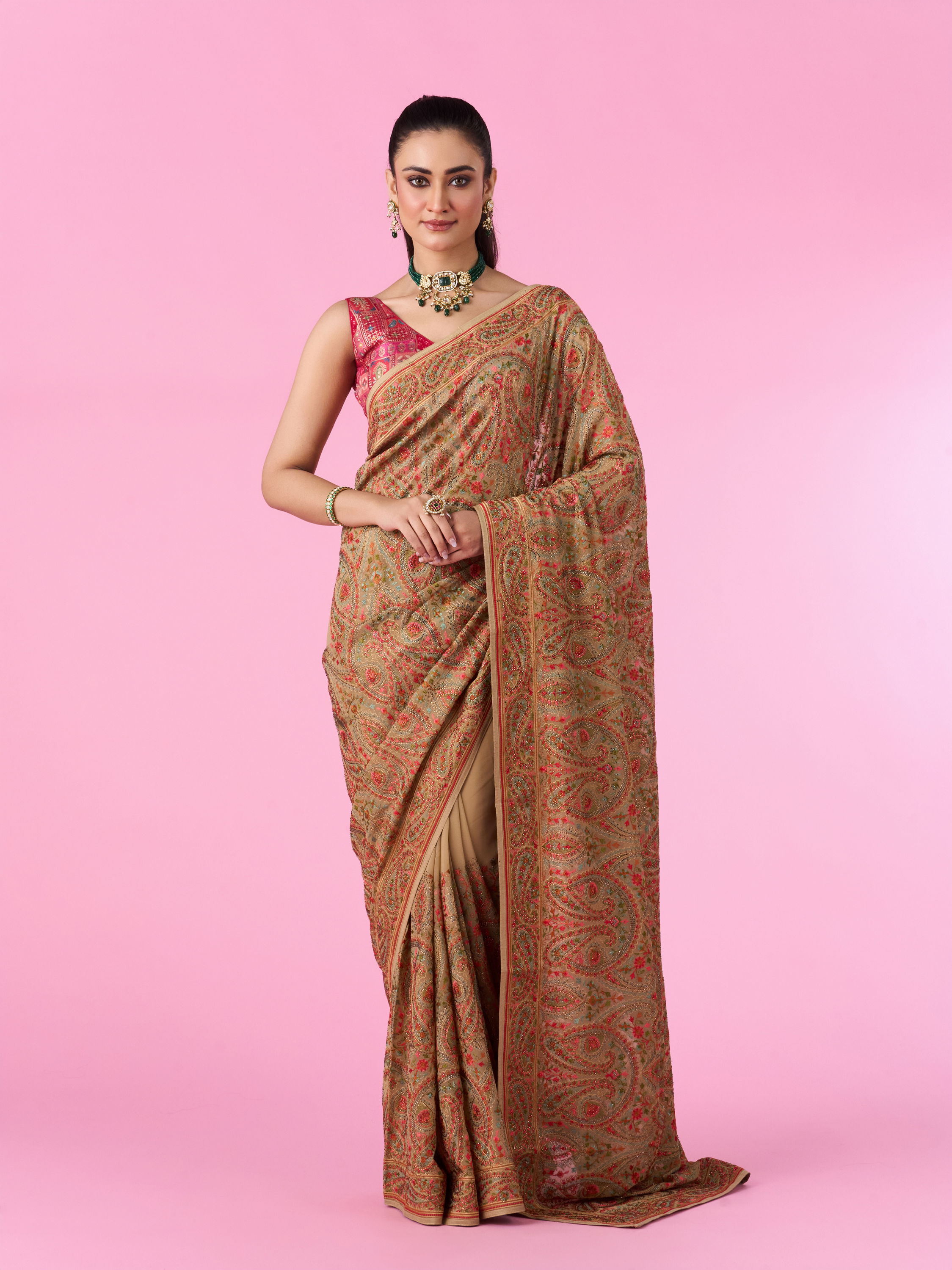Mohey Women Breezy Beige Elegance Saree