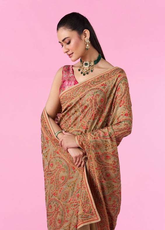 Mohey Women Breezy Beige Elegance Saree