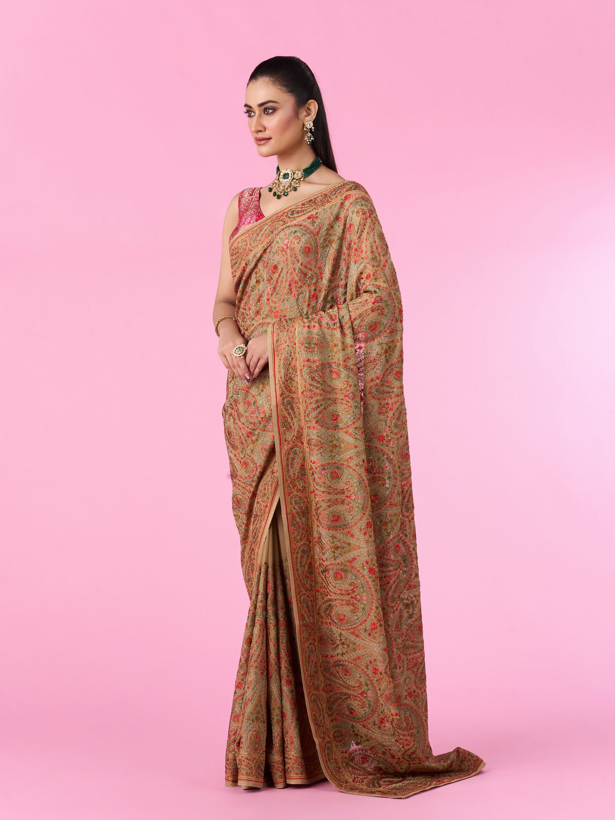 Mohey Women Breezy Beige Elegance Saree