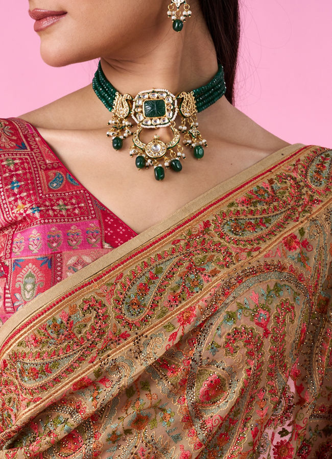 Mohey Women Breezy Beige Elegance Saree