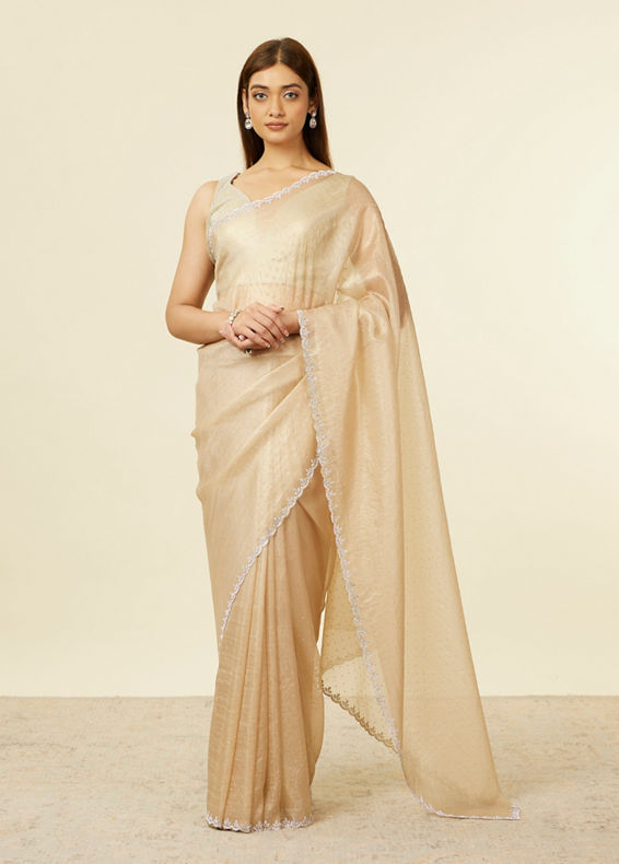 Mohey Women Classic Fawn Stone Embellished Saree