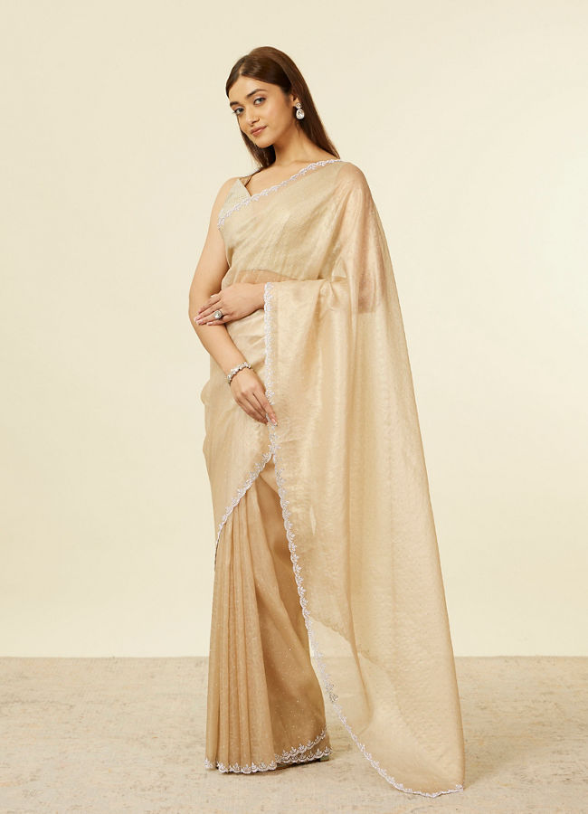 Mohey Women Classic Fawn Stone Embellished Saree