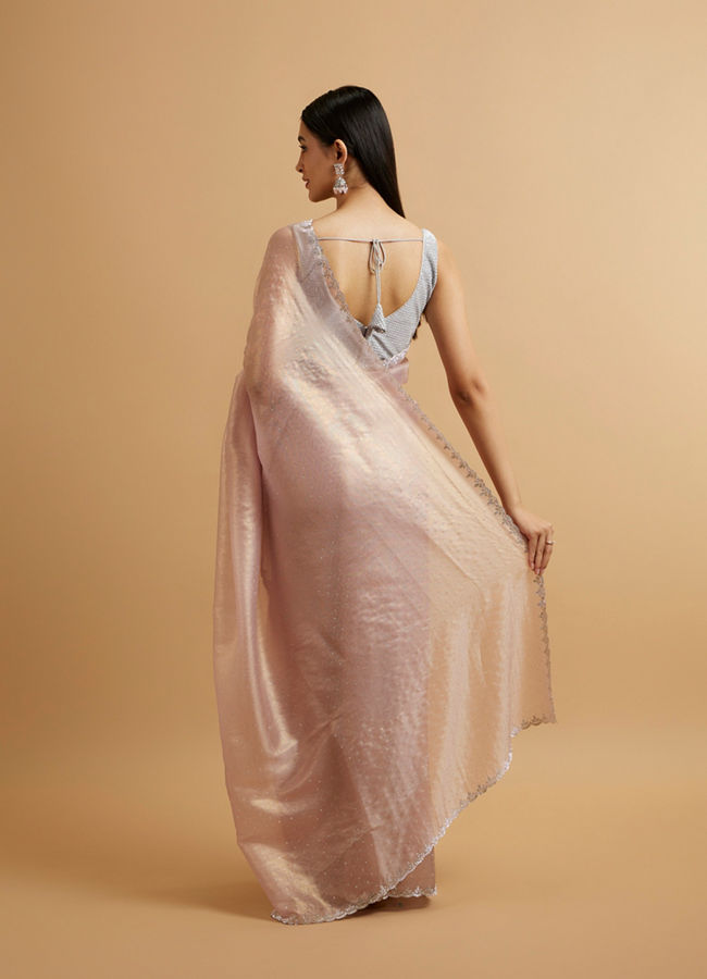 Mohey Women Purple Rhinestone Embellished Saree