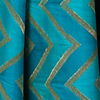 Teal Blue Chevron Patterned Saree