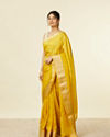 alt message - Mohey Women Mustard Organza Saree with Zari Weave image number 3