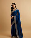 Mohey Women Indigo Blue Bel Buti Patterned Saree with Stone Embellishment