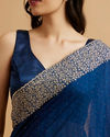 alt message - Mohey Women Indigo Blue Bel Buti Patterned Saree with Stone Embellishment image number 3