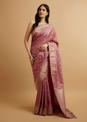 alt message - Mohey Women Purple Floral Jaal Patterned Saree image number 0