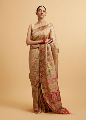 alt message - Mohey Women Fawn Art Nouvea Patterned Saree image number 0