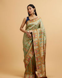 Mohey Women Sea Green Nouvea Patterned Saree