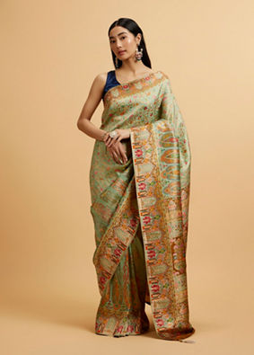 alt message - Mohey Women Sea Green Nouvea Patterned Saree image number 0